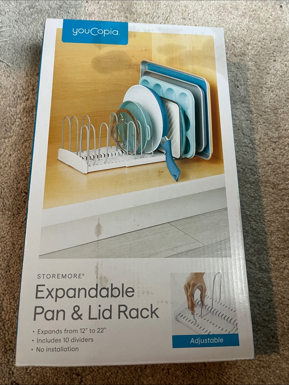 Youcopia Expandable Pan & Lid Rack - White